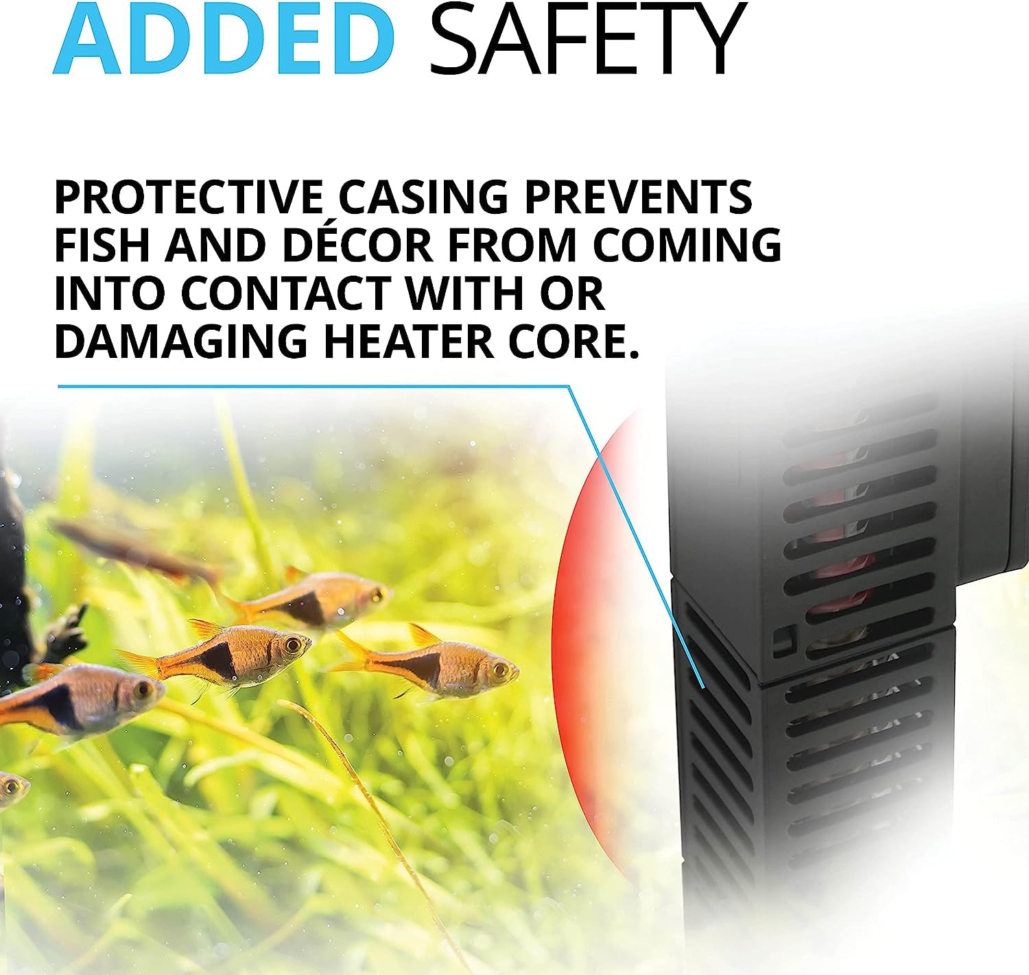Fluval E 100W integrated fish guard for added protection.