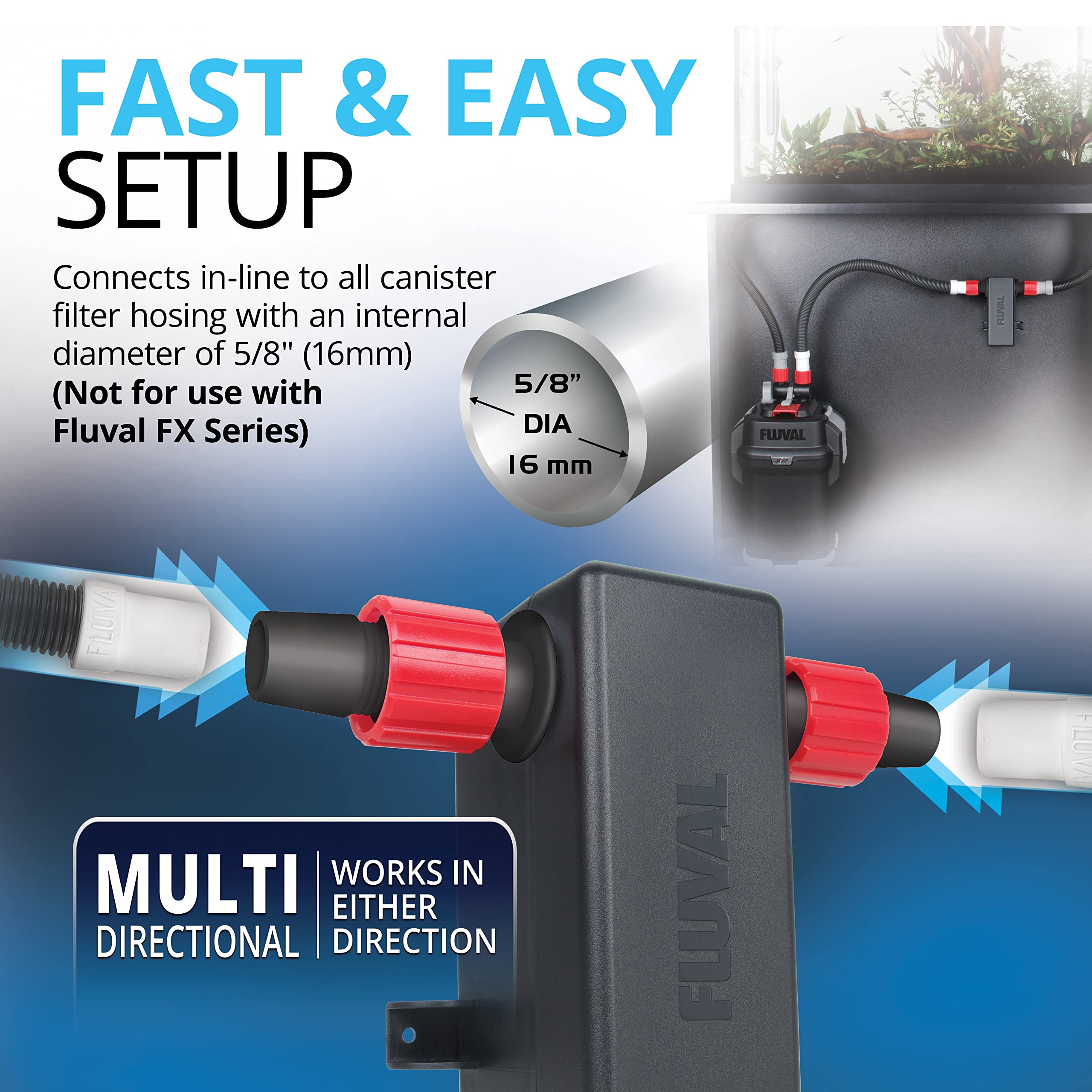 Fluval In Line UVC Clarifier helps limit algae growth in freshwater aquariums.