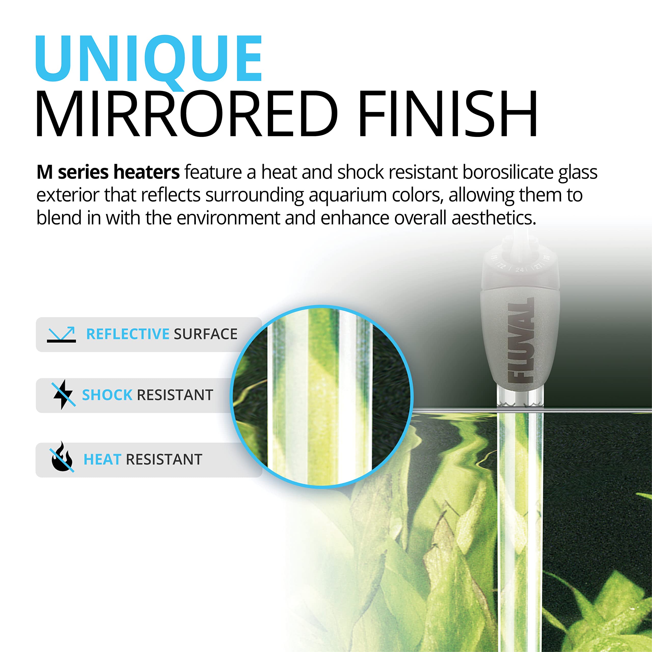 Fluval M 50W with mirror technology blending into aquarium decor