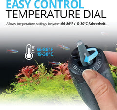 Fluval M100W heater suitable for freshwater and saltwater environments.