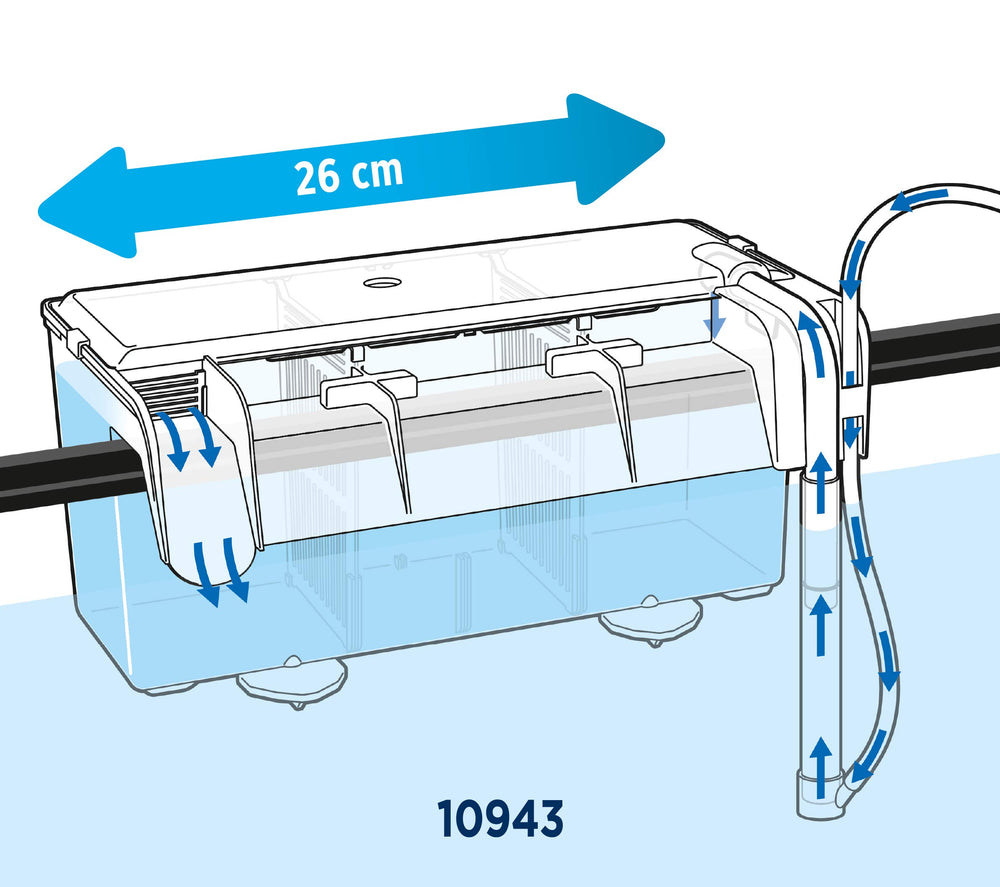 Fluval box hangs on the tank exterior for easy observation.