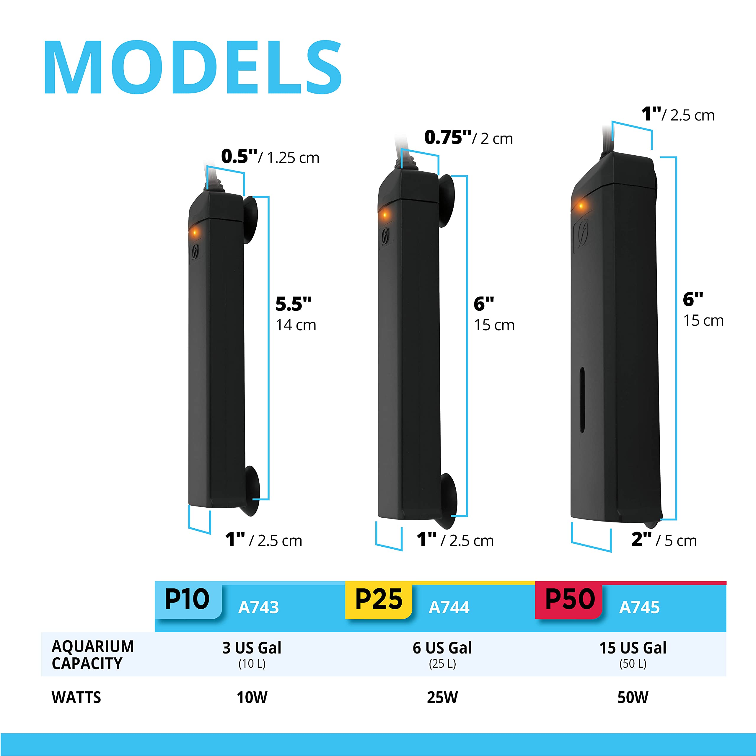 Fluval P50 durable, safe design supports reliable heating for home aquariums.