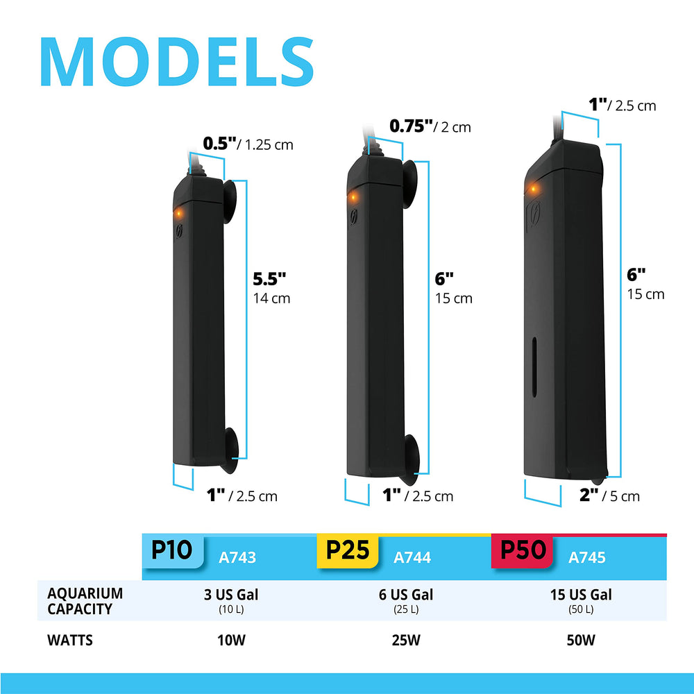Fluval P50 durable, safe design supports reliable heating for home aquariums.