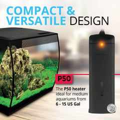 Fluval P50 fully submersible design offers flexible placement in any small aquarium.