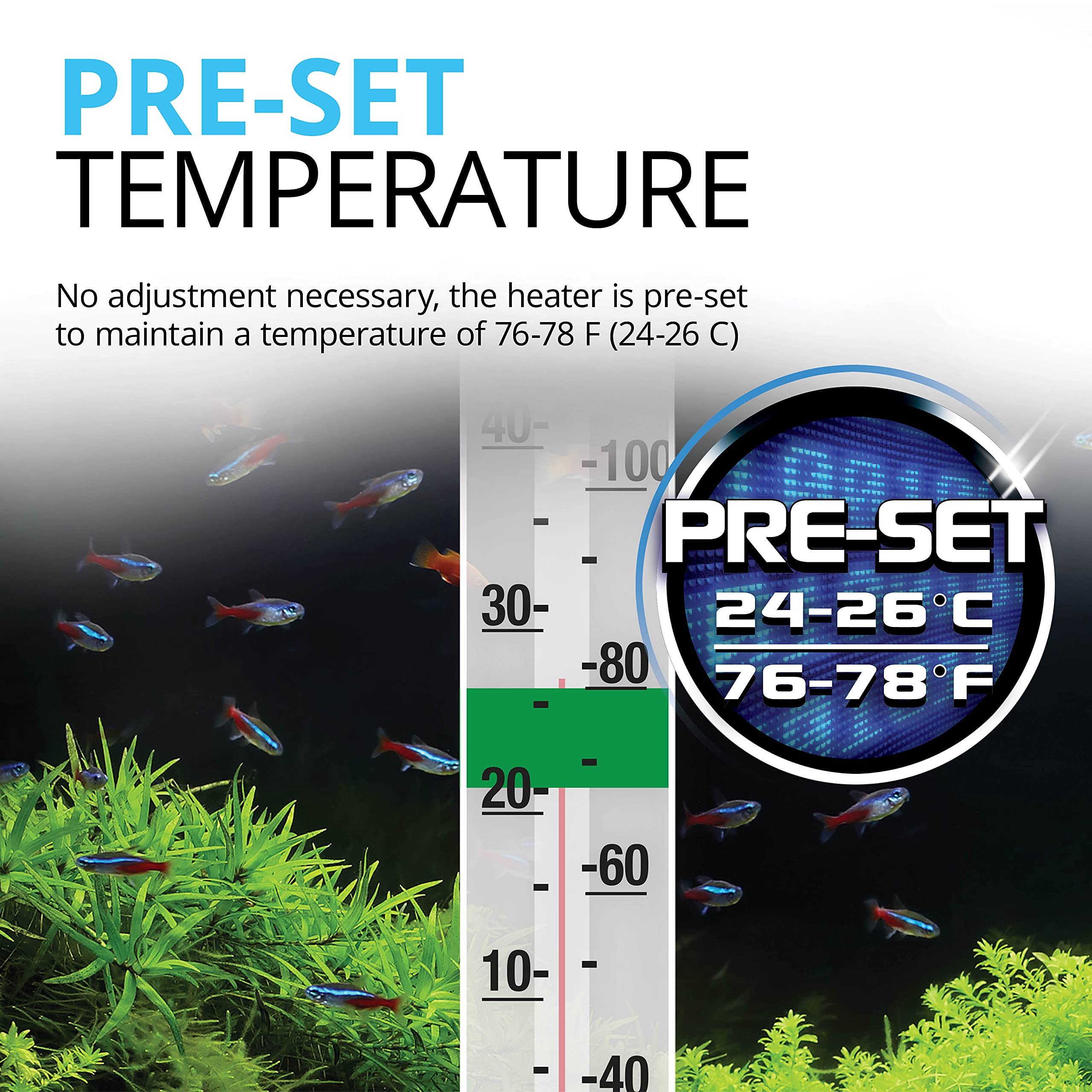 Fluval P50 LED indicator shows when heating for easy monitoring.