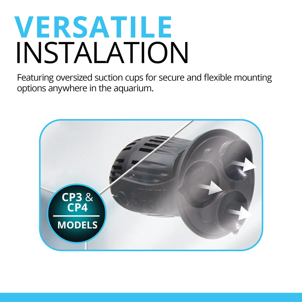 Fluval Sea CP3 Wave Maker energy-efficient operation supports quiet, long-lasting performance in fresh or saltwater tanks.