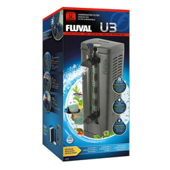 Fluval U3 front view illustrating a compact, versatile underwater filter for small tanks.