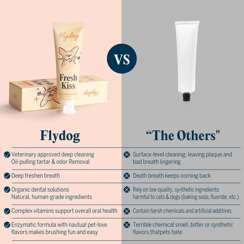 FlyDog Fresh Kiss 360° toothbrush providing complete mouth coverage for thorough cleaning.