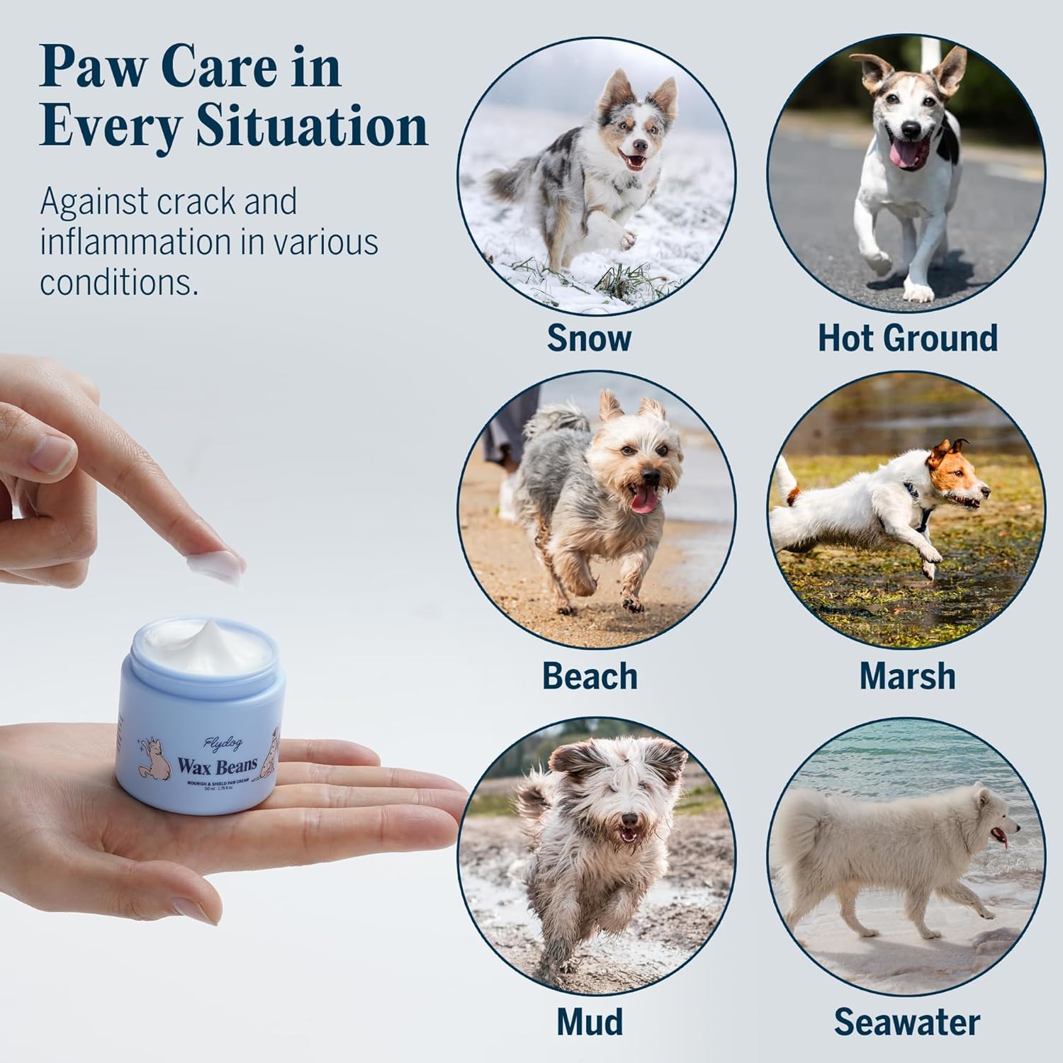 Close-up of Flydog Lick-Safe Paw Cream showing smooth texture.