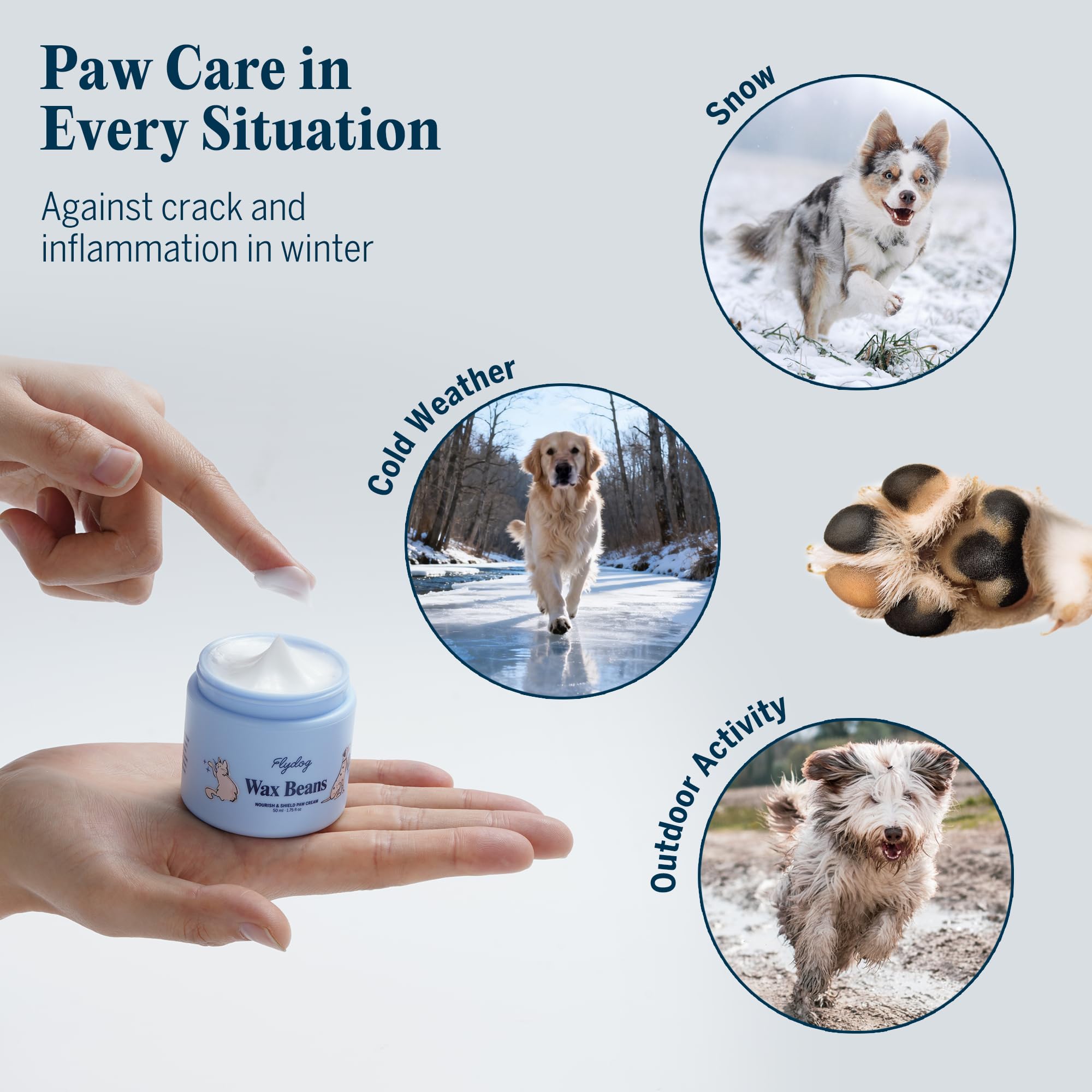 Ingredient panel highlights avocado and ceramides in Flydog balm.