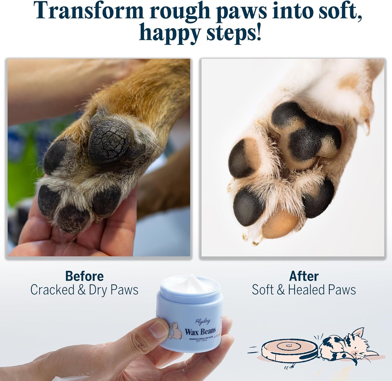 Texture swatch of Flydog Lick-Safe Paw Cream shows non-greasy finish.