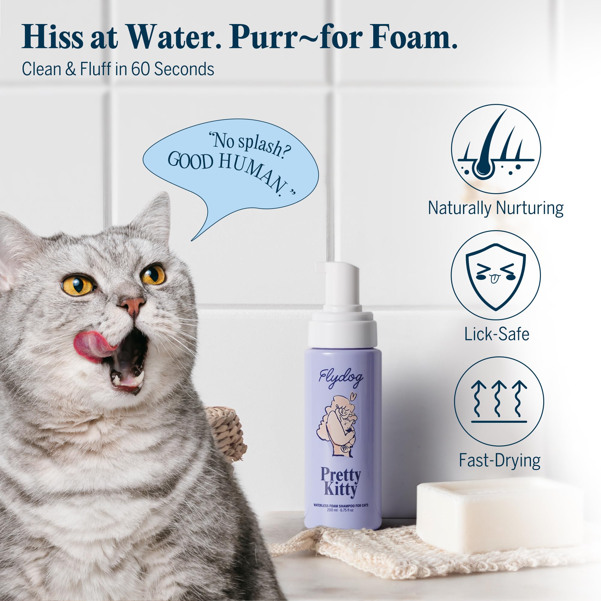 Flydog Pretty Kitty grooming glove deshedding tool on soft fur.
