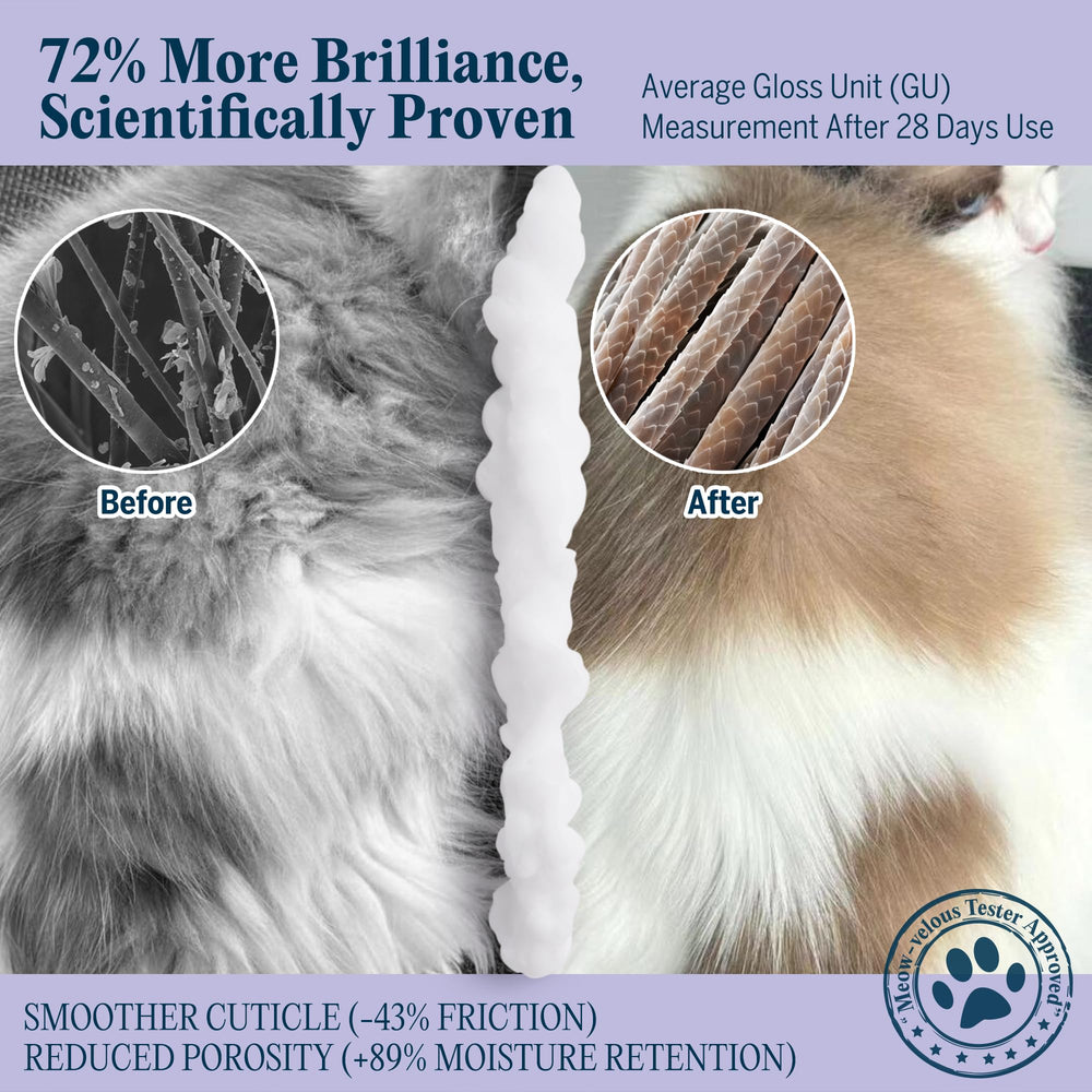 Flydog Pretty Kitty formula with hyaluronic acid moisturizes dry skin on fur.