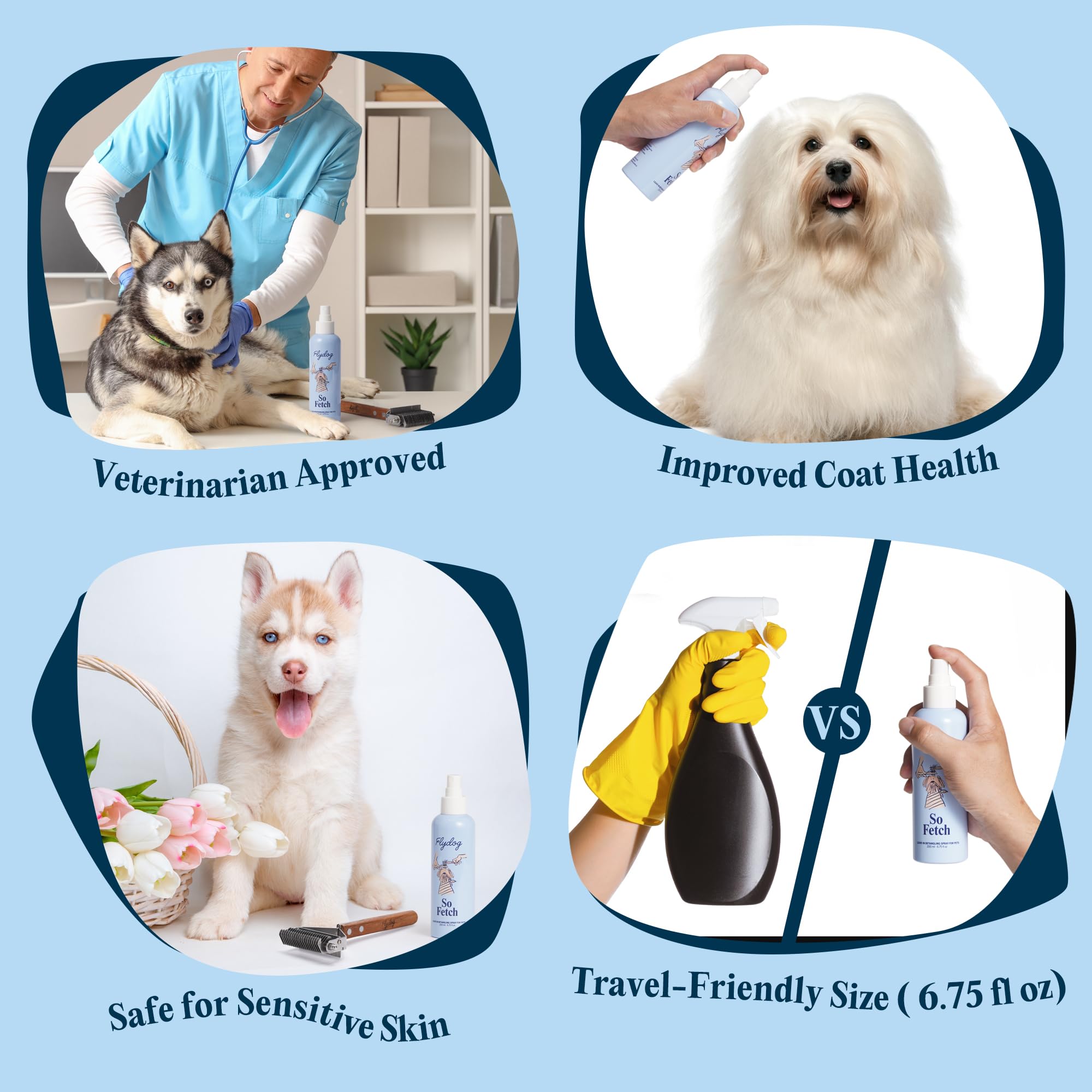 Pet fur looks smooth after FlyDog detangler grooming