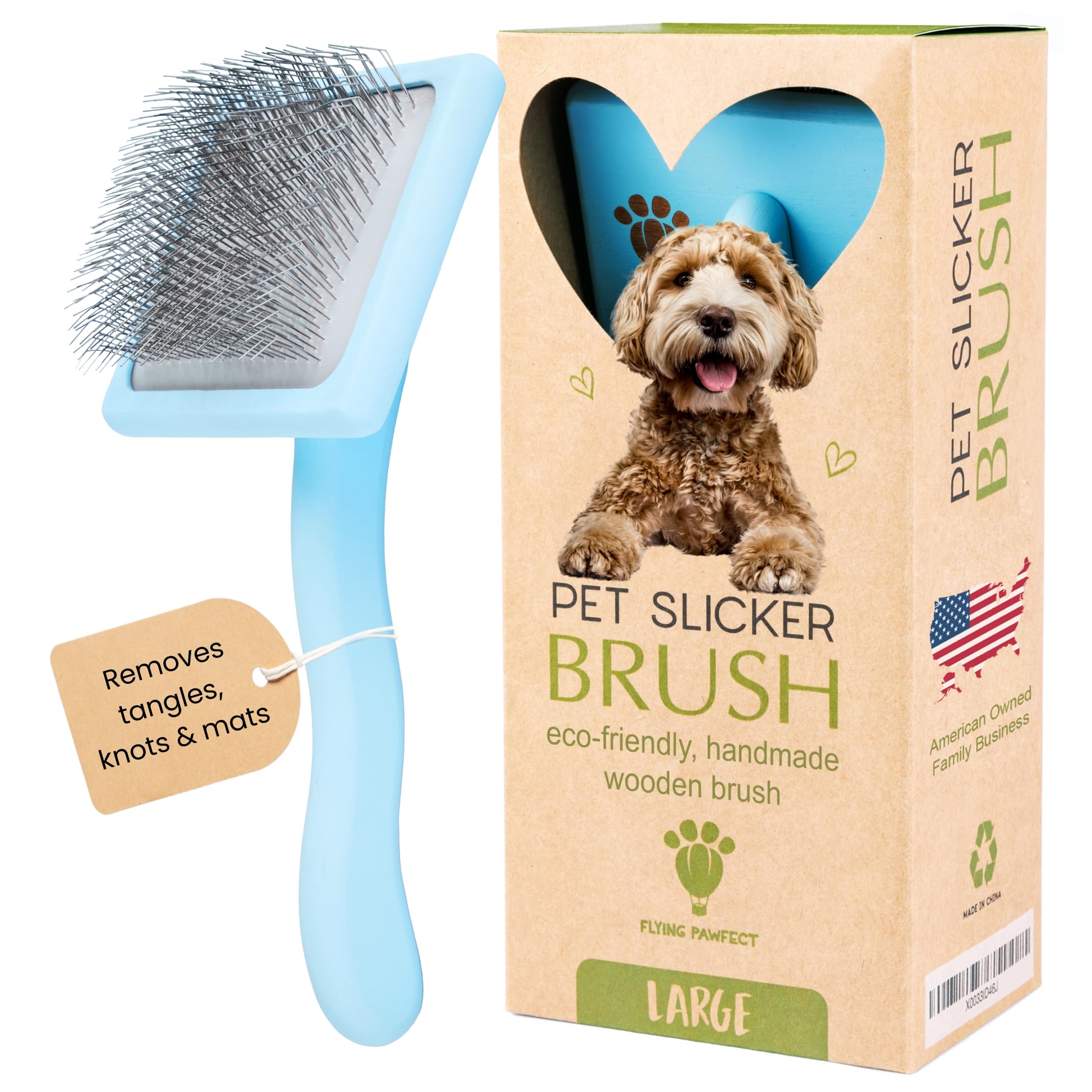 Flying Pawfect dog slicker brush for efficient grooming and detangling