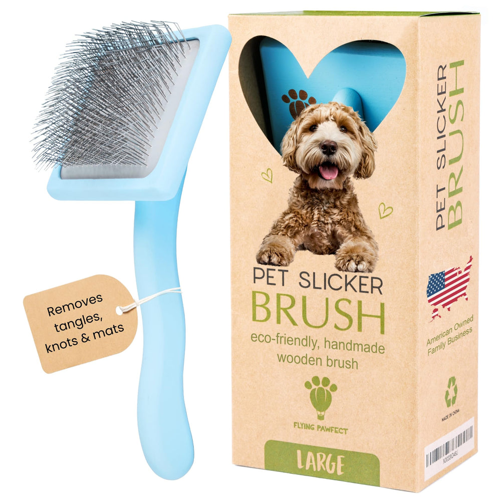 Flying Pawfect dog slicker brush for efficient grooming and detangling