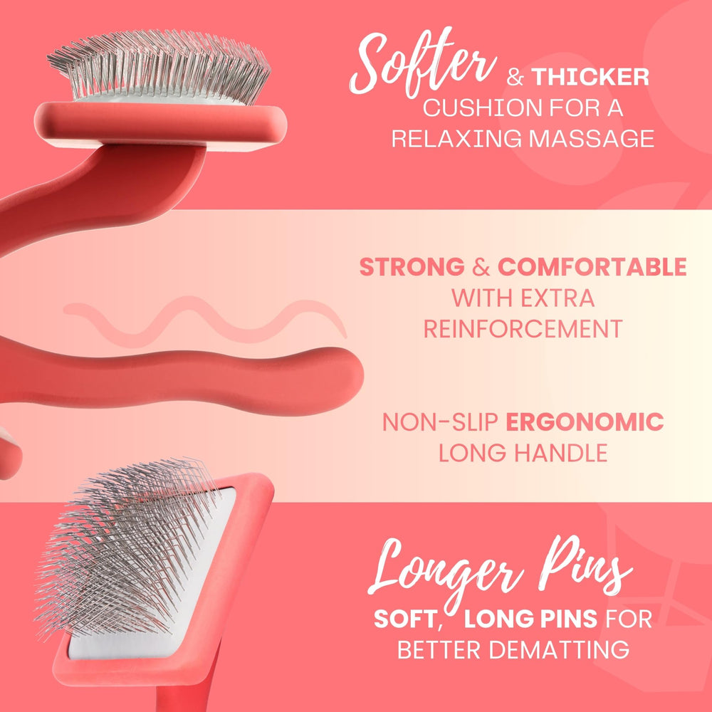 Flying Pawfect slicker brush on a poodle coat for detangling.