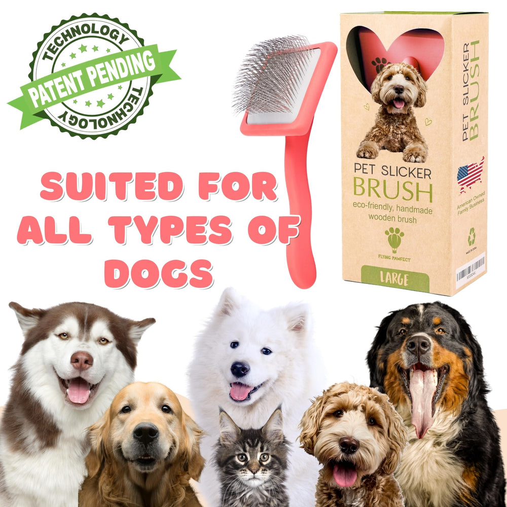 Flying Pawfect soft pins reduce tugging during brushing.