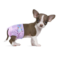 Flying Paws disposable female dog diaper with adjustable waist for a secure fit on walks.