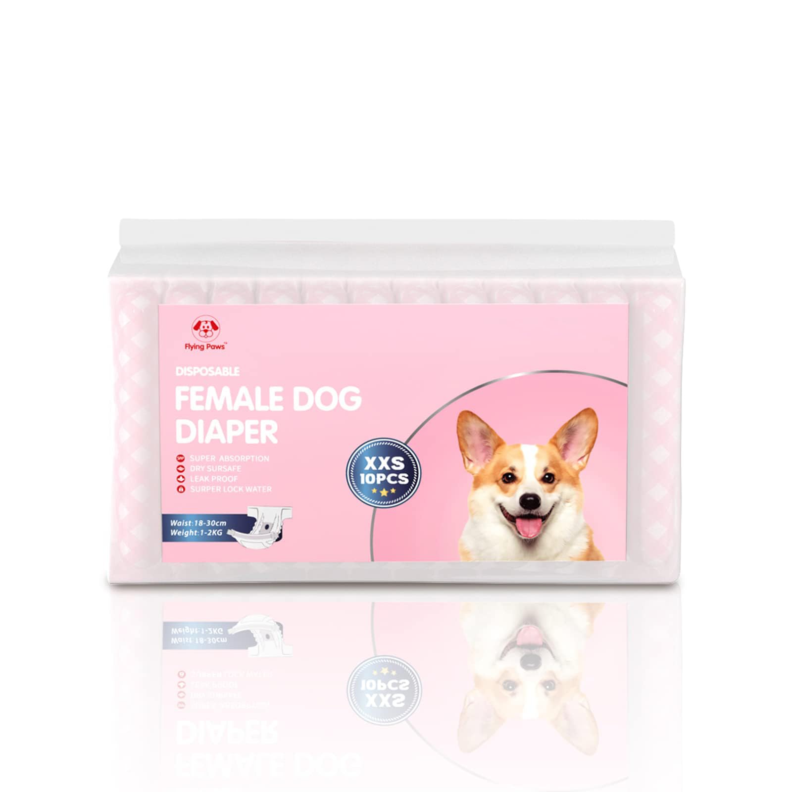 Flying Paws diaper with a wetness indicator for simple changes.
