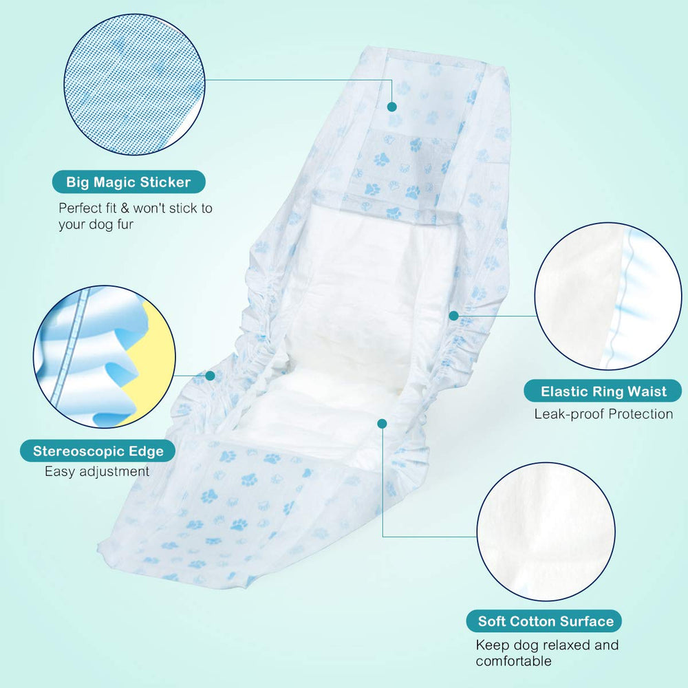 Close look at the sizing chart for Flying Paws diapers to find the comfy waist range.