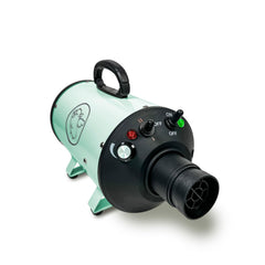 Flying Pig High Velocity Dryer Mint with Grey Logo, adjustable speed for coats.