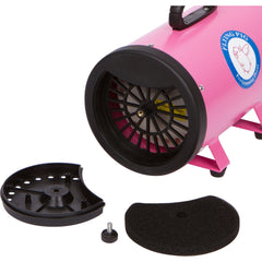 Flying Pig High Velocity Dryer Flying One pink hose and nozzles show flexible setup for efficient coat drying.