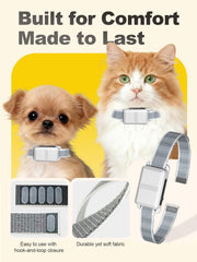 FLYSPEAR hook-and-loop collar design fits cats and small dogs securely.