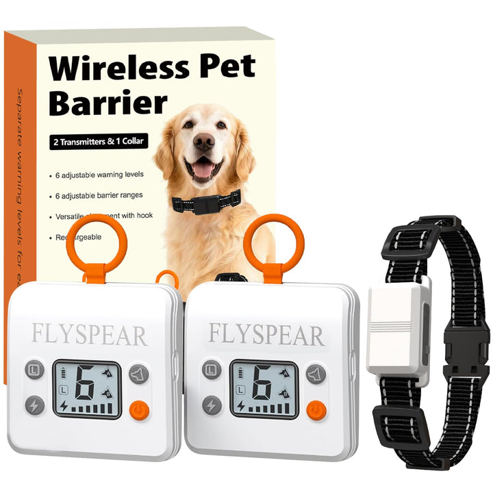 FLYSPEAR two-transmitters indoor barrier setup for flexible pet management