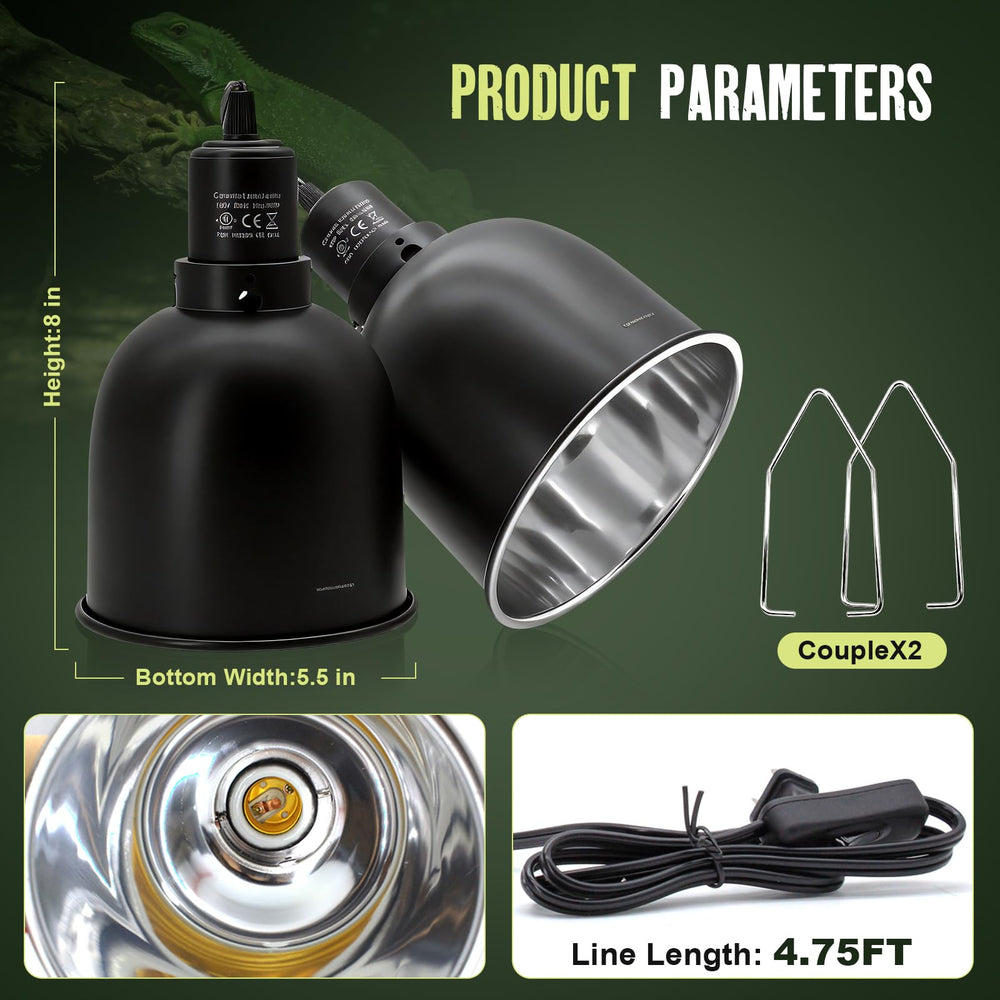 FMATOZ deep-dome design concentrates heat downward for efficient basking.