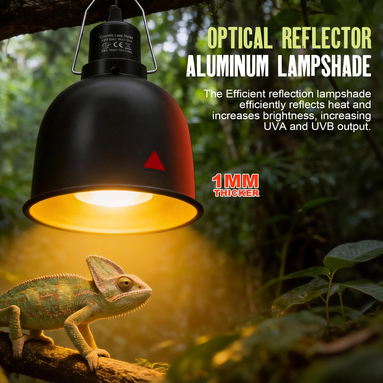 FMATOZ ceramic lamp holder provides durable, safe operation in terrariums.