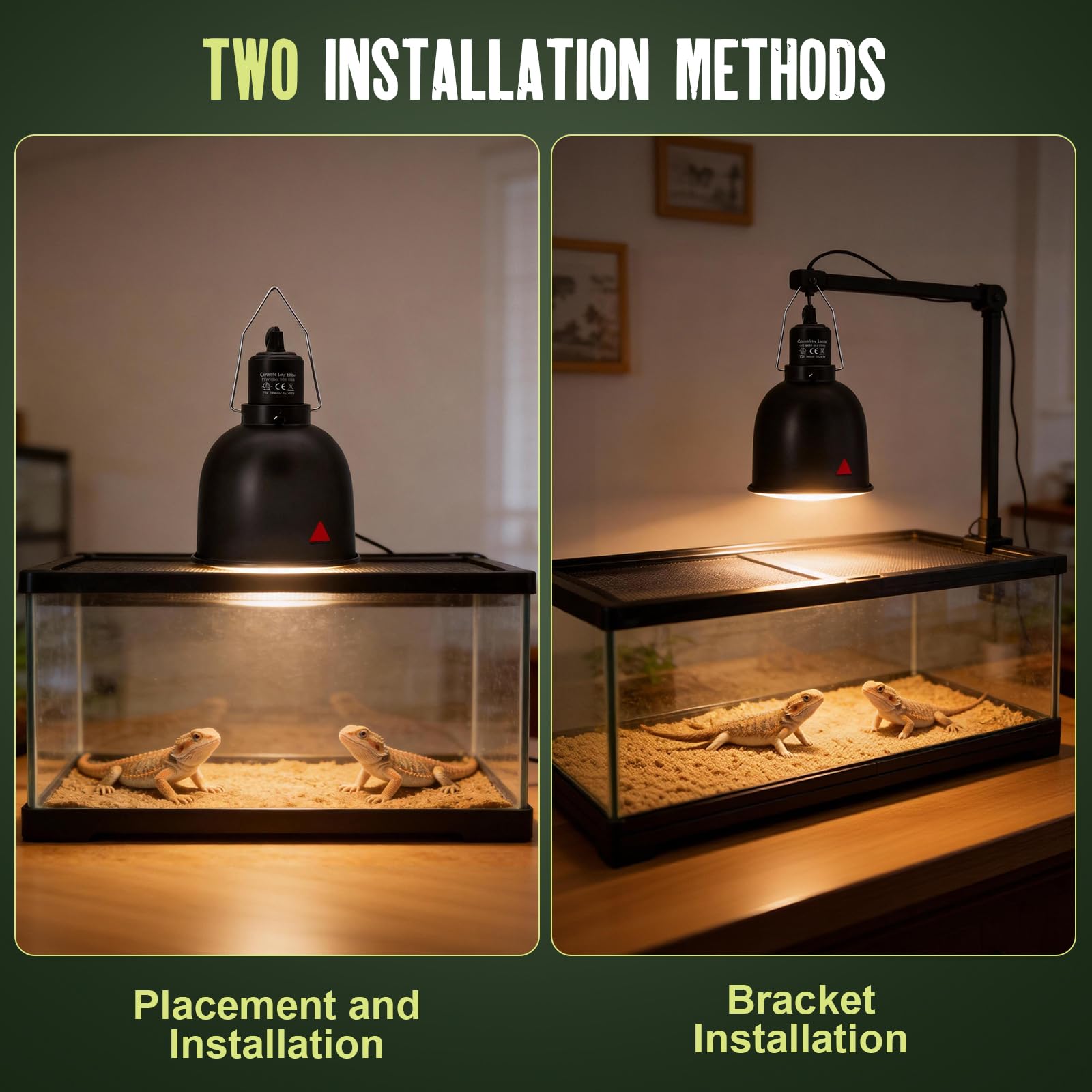 FMATOZ reptile light fixture hanging hooks enable flexible installation.