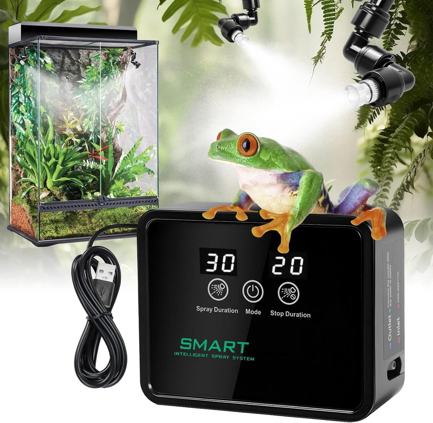 FMATOZ reptile mister with 360° nozzles delivers wide mist coverage for larger terrariums