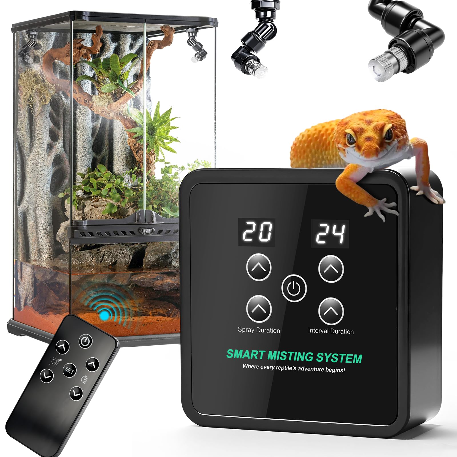 FMATOZ Reptile Mister timer overview for stable terrarium humidity.