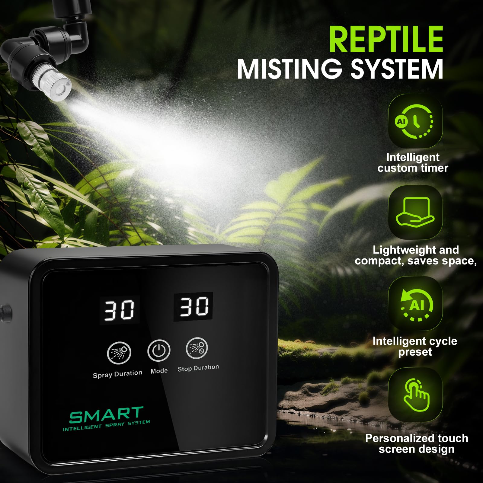 FMATOZ wide-mouth glass tank enables quick refills and easy cleaning