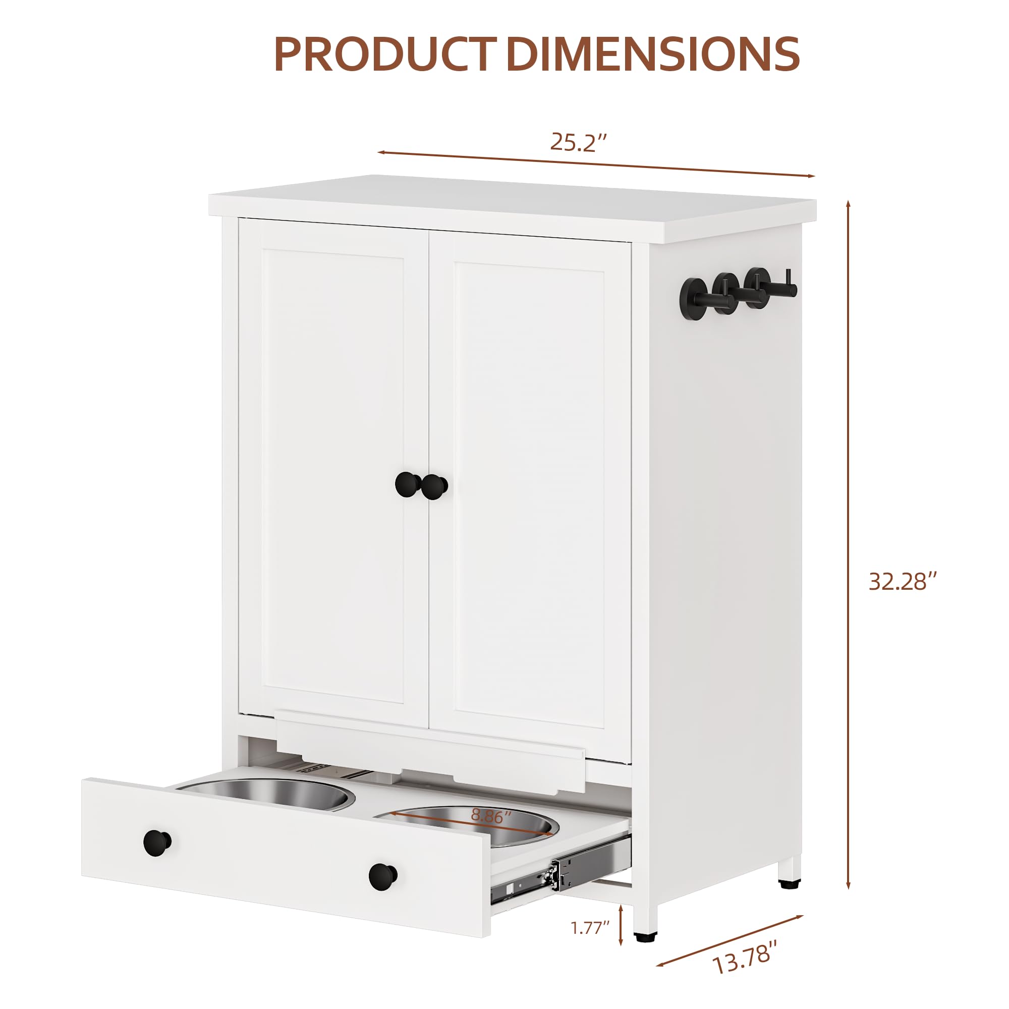 Fmlud feeding drawer reveals bowls for clean dining