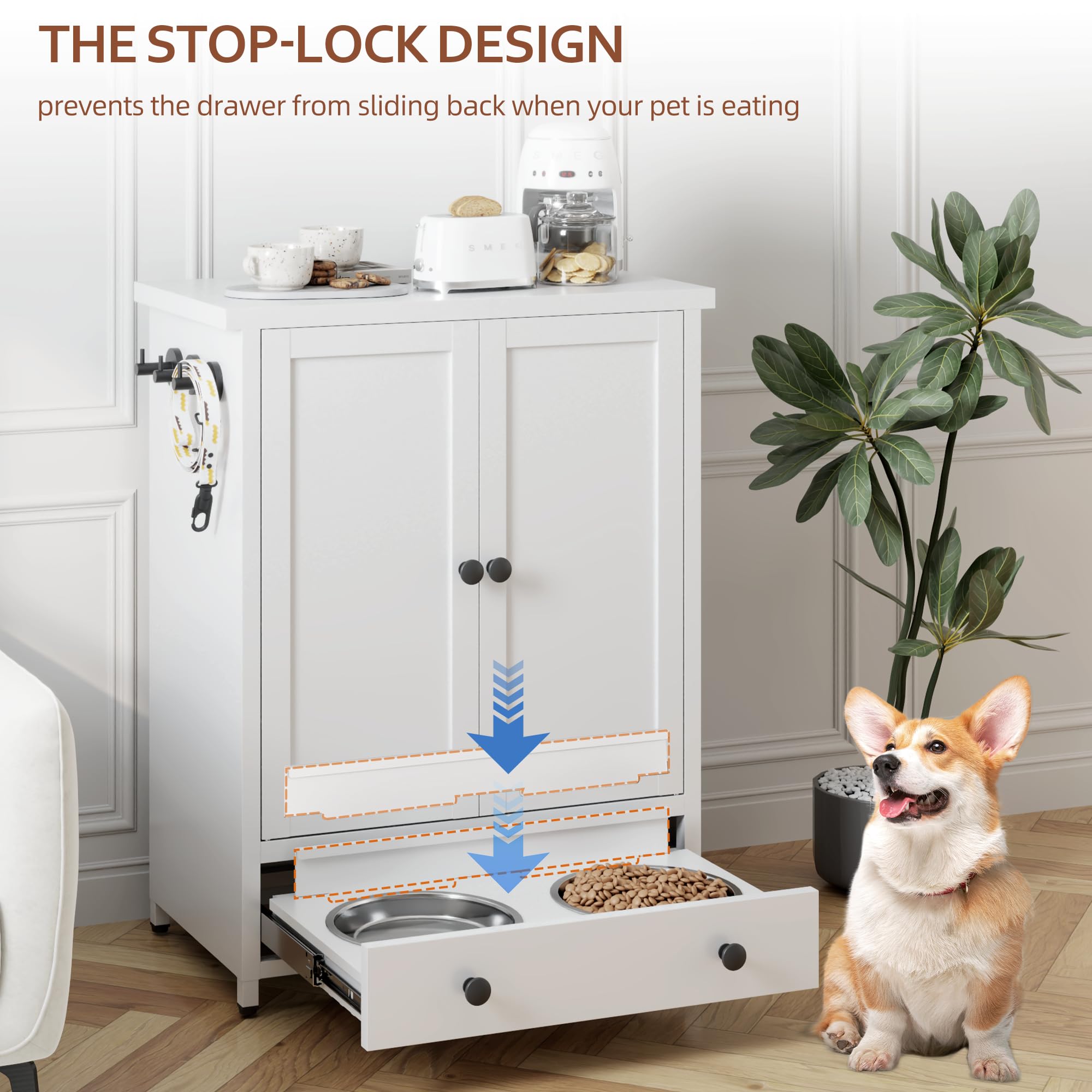 Fmlud stop latch keeps bowls steady during meals