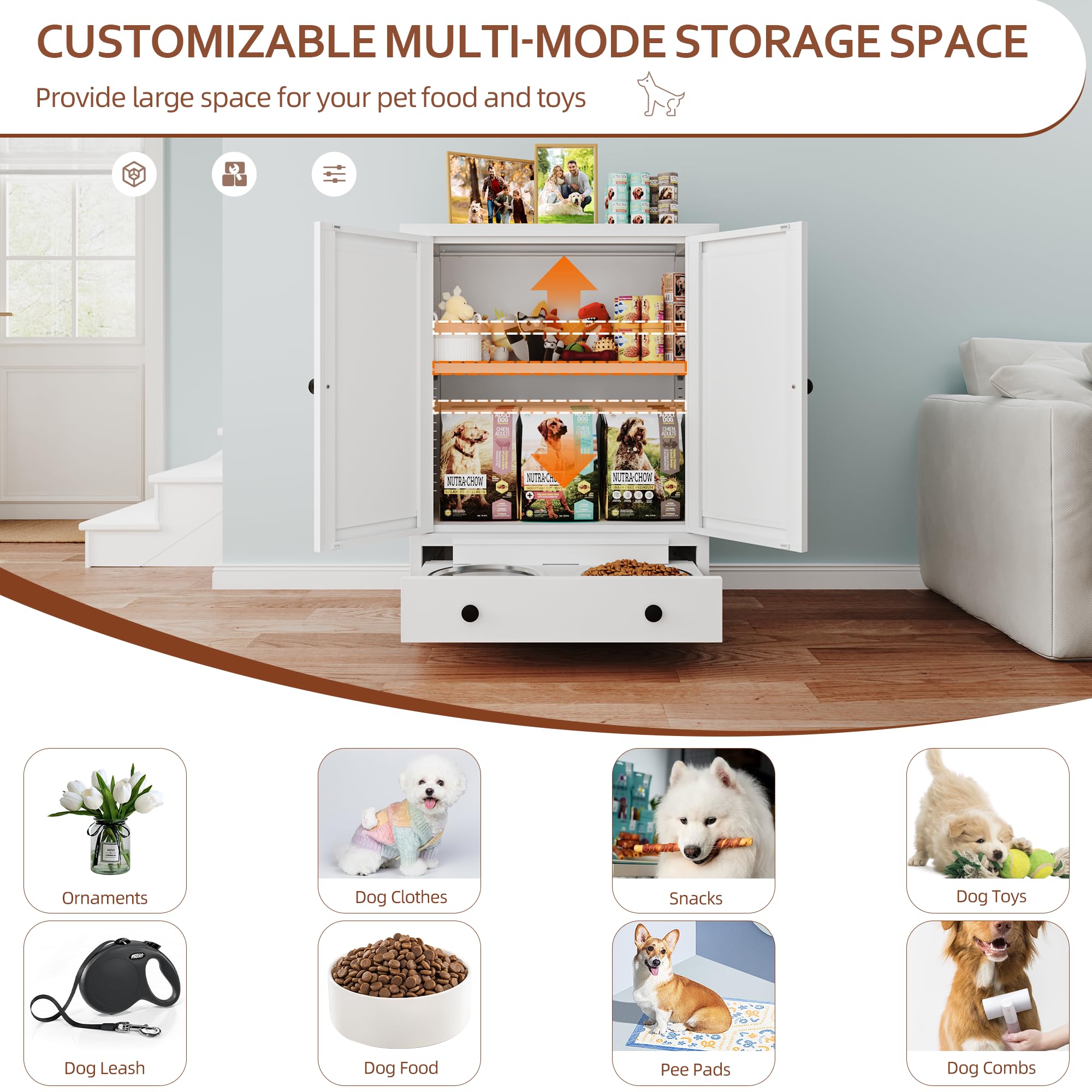 Fmlud metal dog food cabinet suited for indoor or outdoor use
