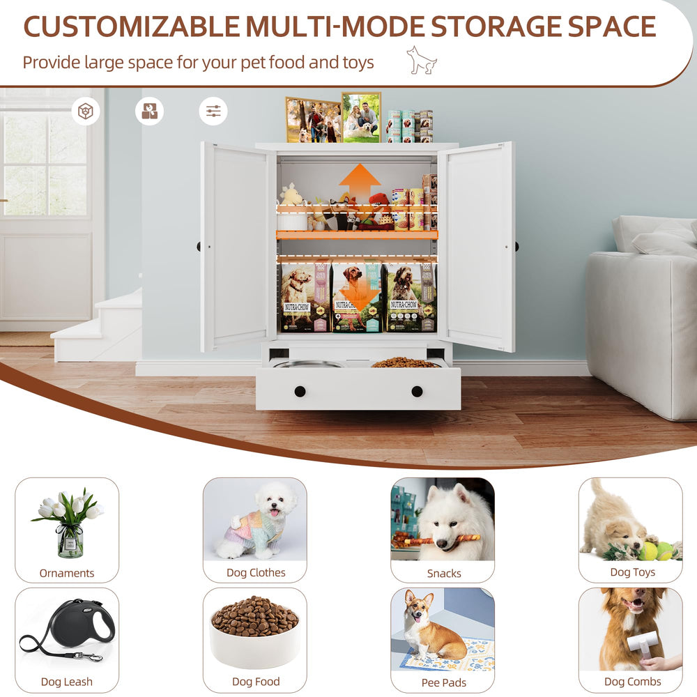 Fmlud metal dog food cabinet suited for indoor or outdoor use