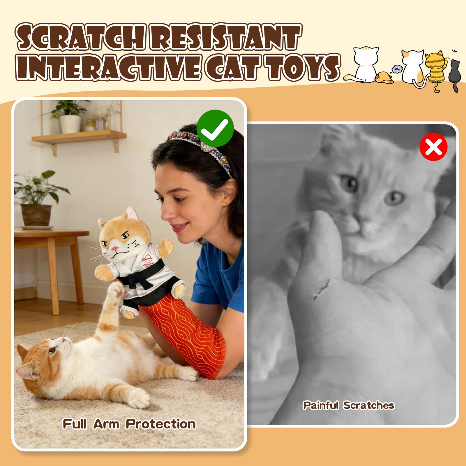 Fmnung karate kitty puppet breathable liner for comfortable sessions.