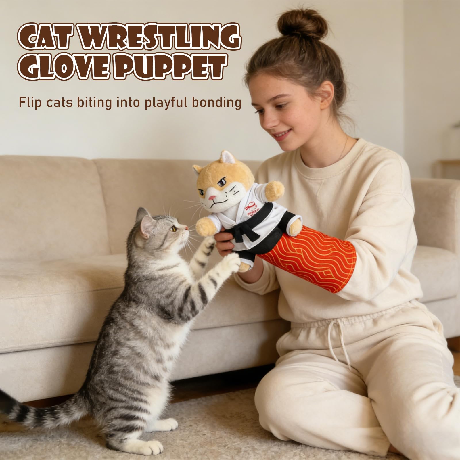 Fmnung karate kitty puppet durable soft-shell for long-lasting play.