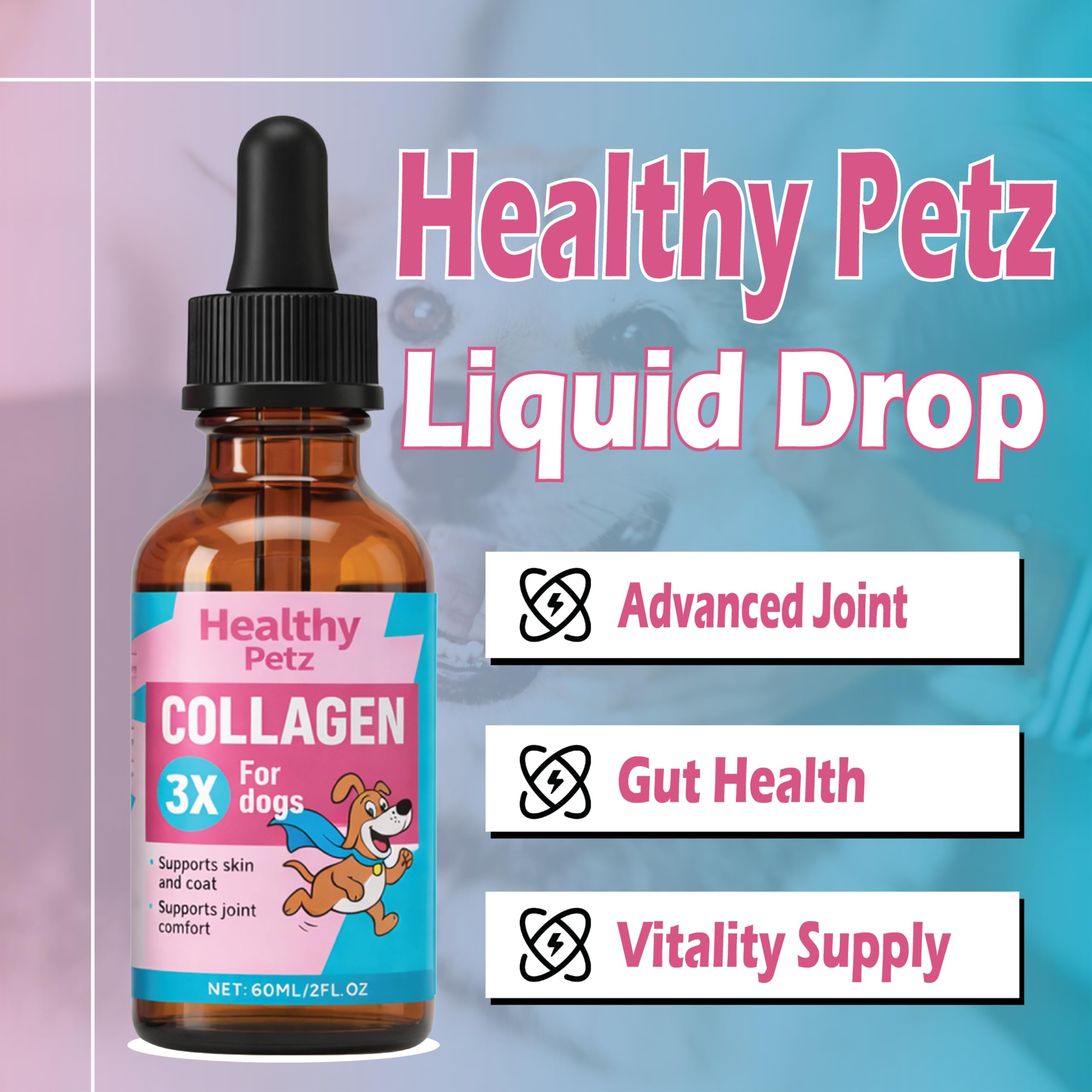 Healthy Petz drops promote a healthy-looking coat and skin support.