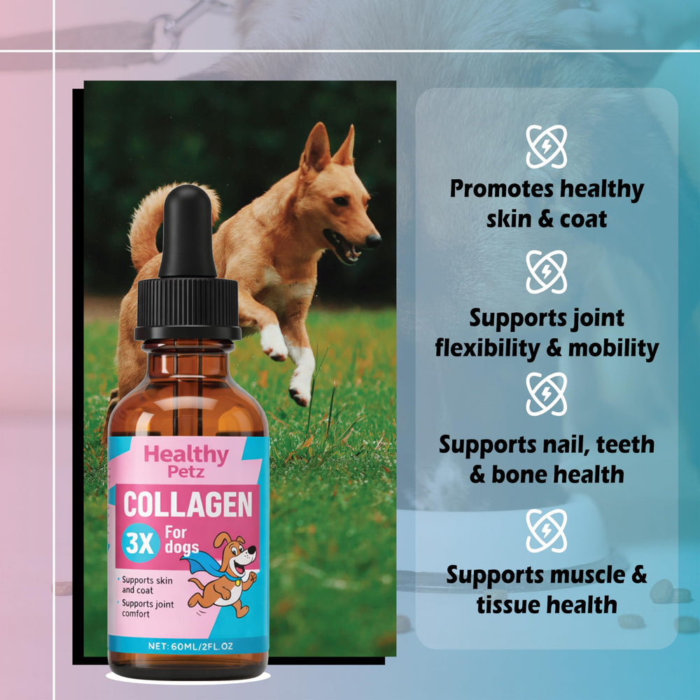Healthy Petz bottle shows 2 oz size for pet wellness routines.