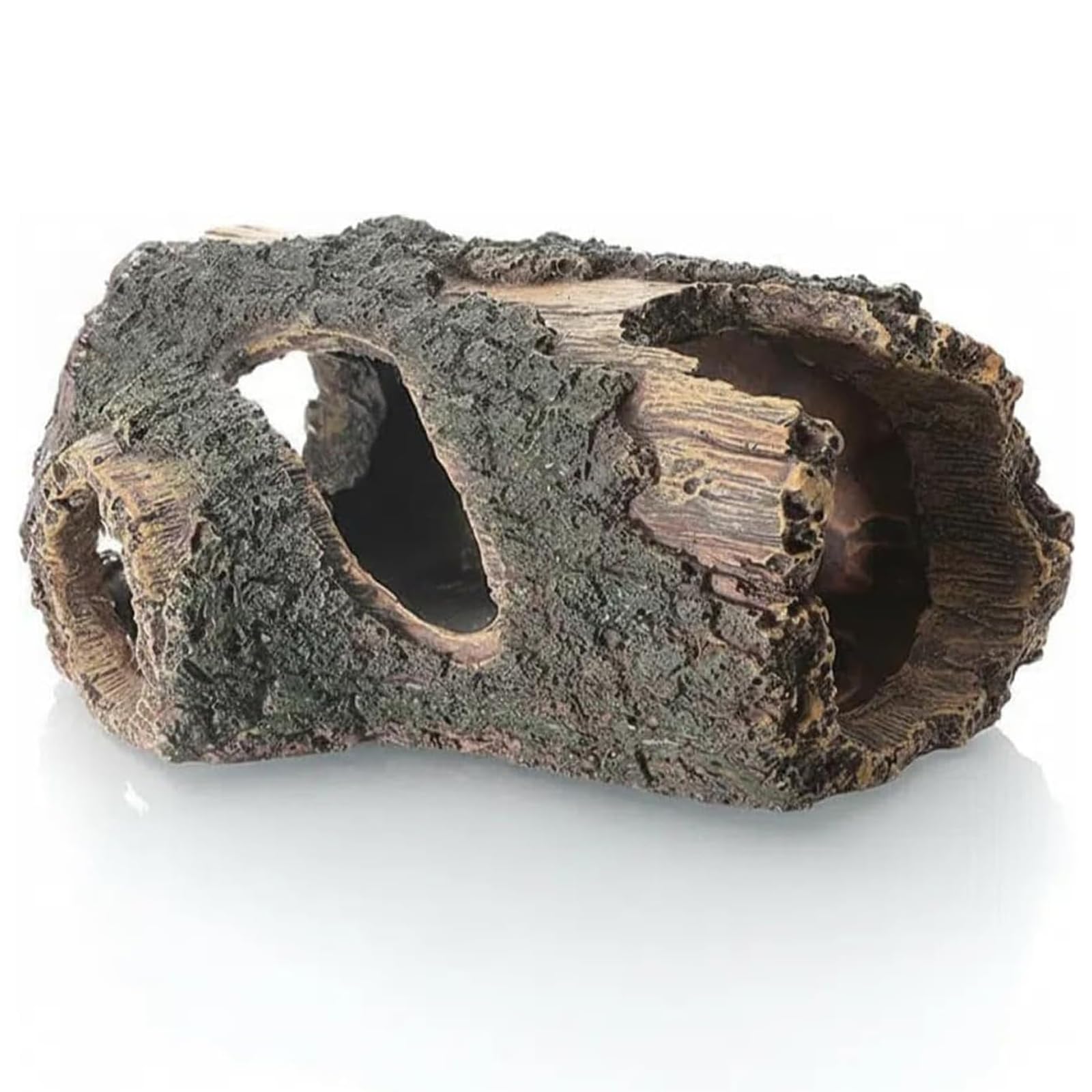 Fnaumdol hollow tree trunk decor with natural bark texture and holes for fish