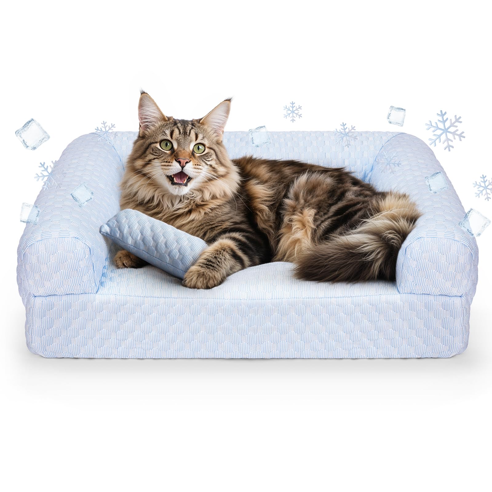Foamio cat bed with cooling cover provides a refreshing resting space.