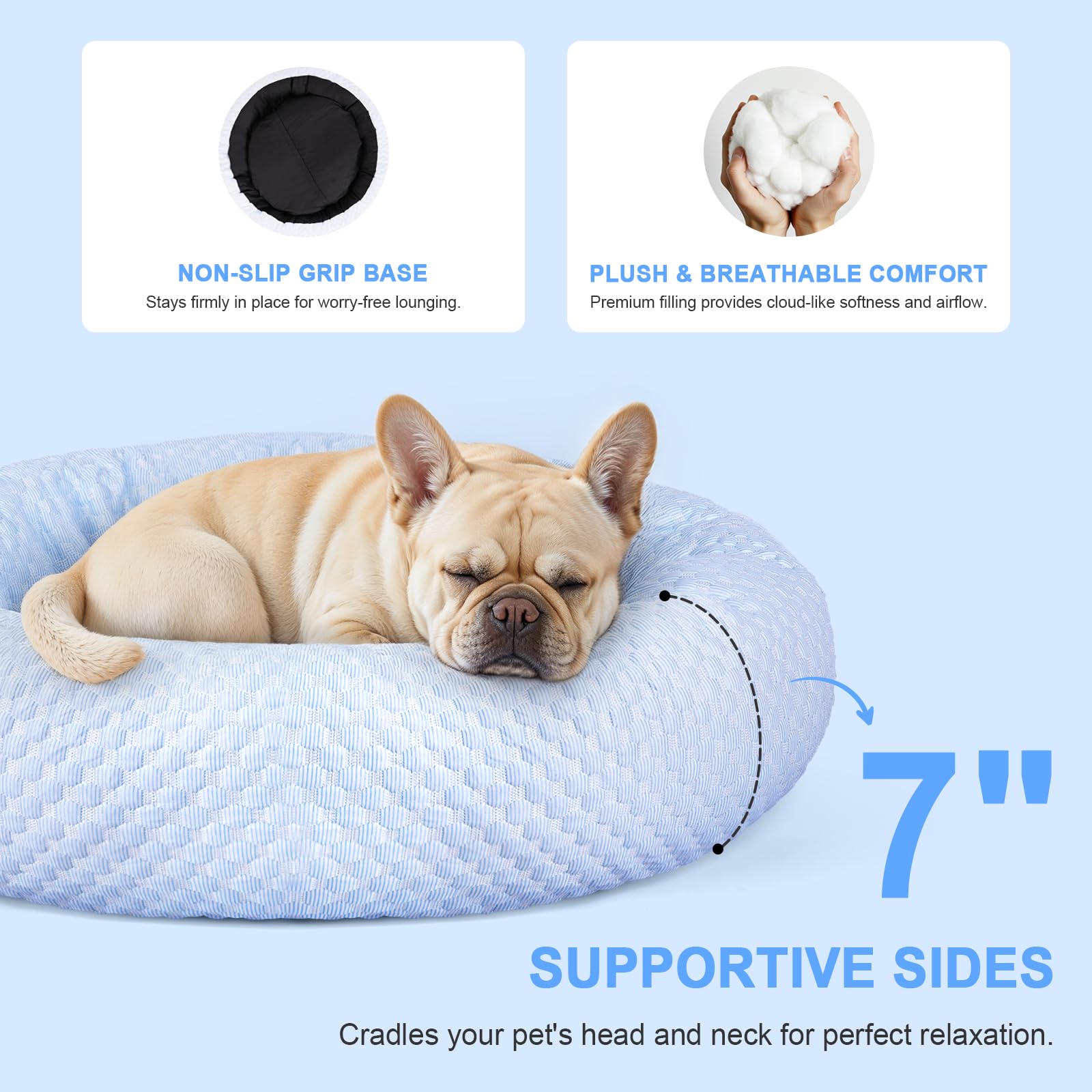 Foamio Donut Bed raised edges create a cozy nesting space.