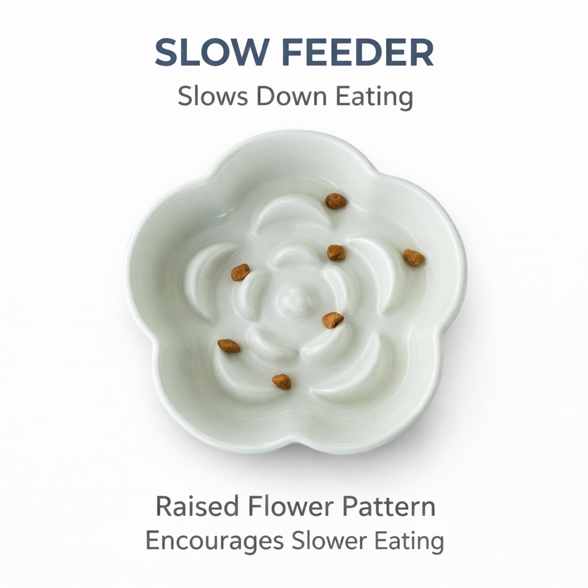 FOCPB smooth glazed ceramic finish is easy to clean after dry or wet food meals.