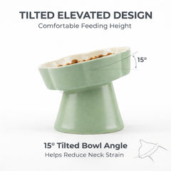 FOCPB wide shallow whisker-friendly bowl reduces whisker contact while reaching food.