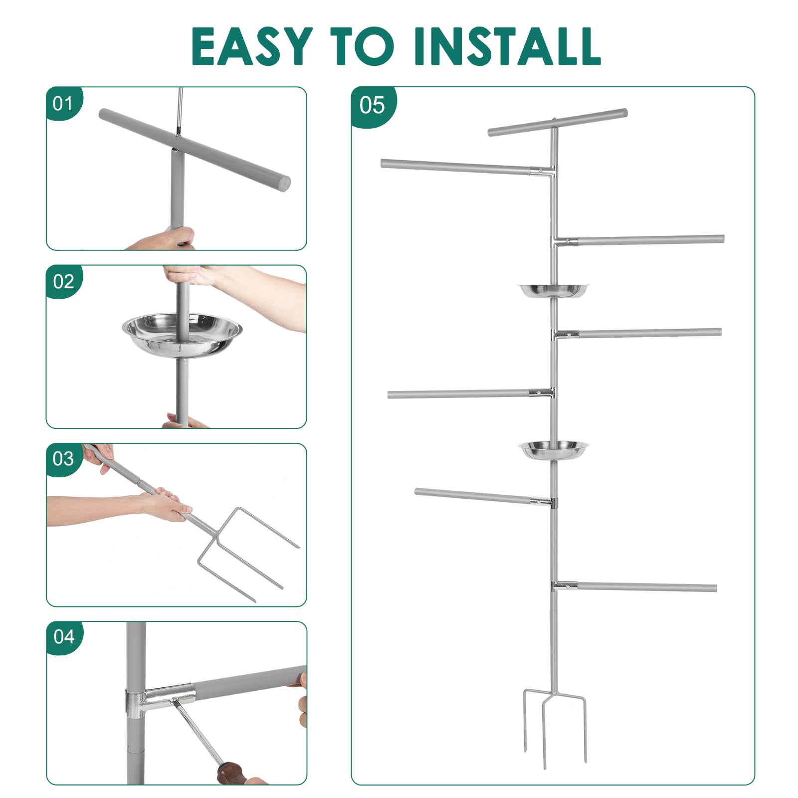 Fogein chicken perch suitable for small flocks, promoting comfortable perching.