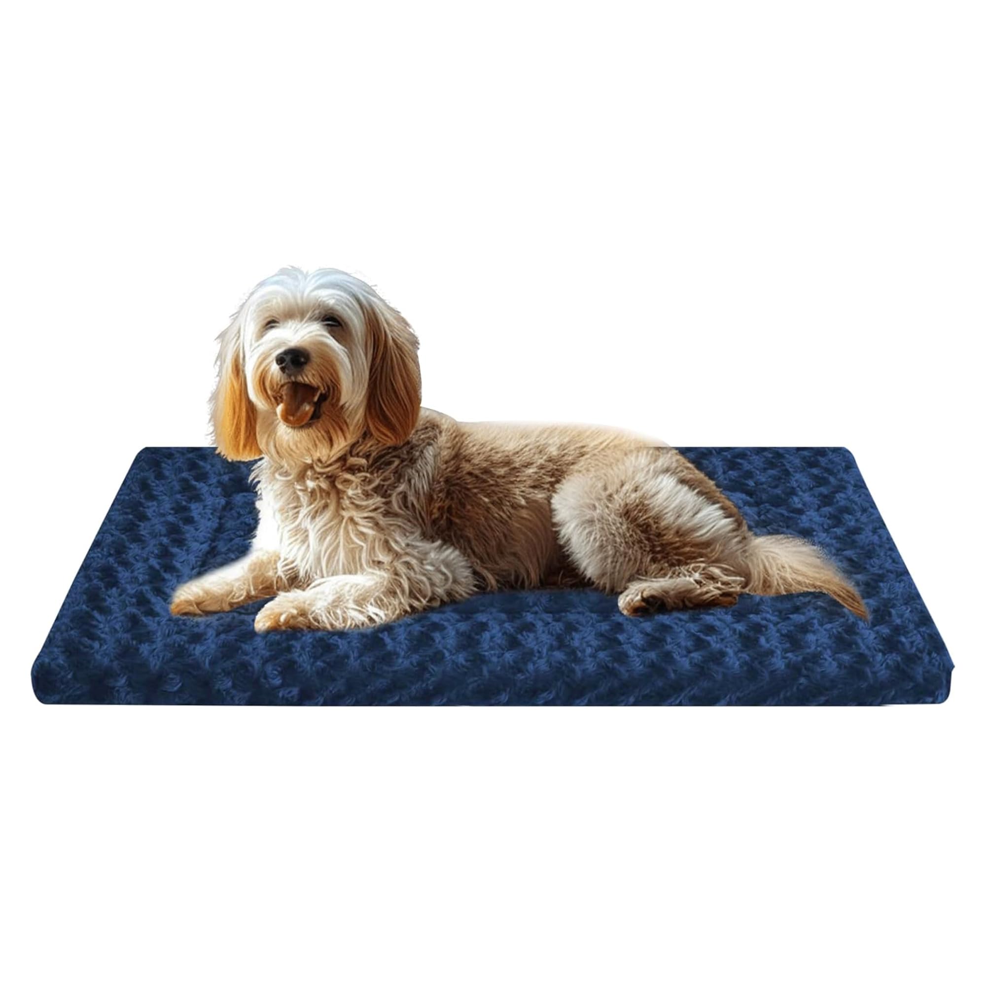 Fogkiss dog bed mat in crate for all-season comfort.